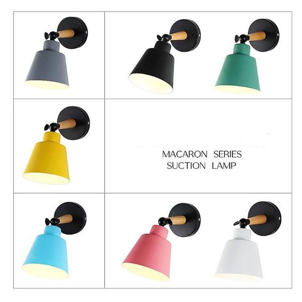 

wall lamps nordic light bedroom macarons simple modern bedside personality creative solid wood corridor aisle led lamp