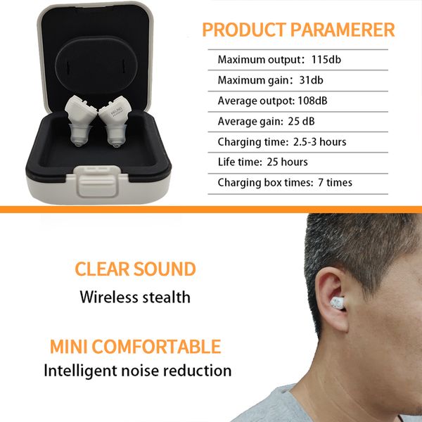 

m30 invisible hearing aid for seniors rechargeable with noise cancelling rechargeable hearing amplifier for adults whitescouts