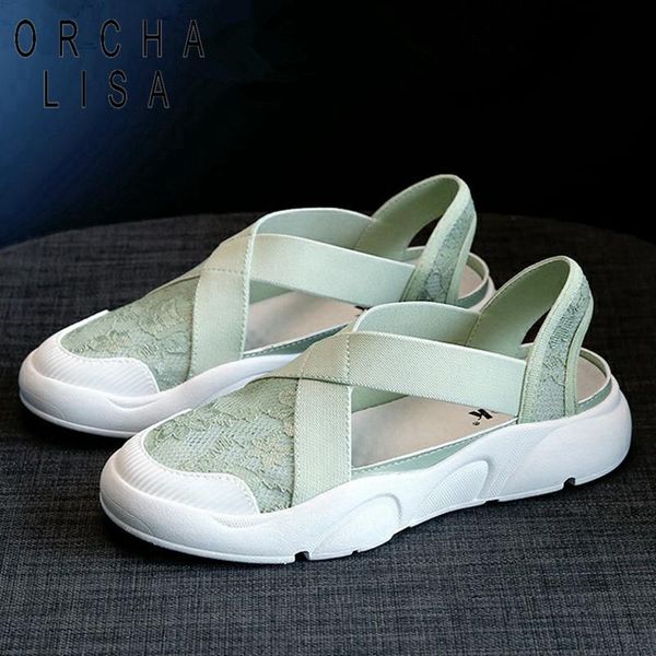 

sandals orchalisa 2021 summer lace cutout breathable soft light muffin espadrilles casual flat fisherman shoe girl women 42, Black