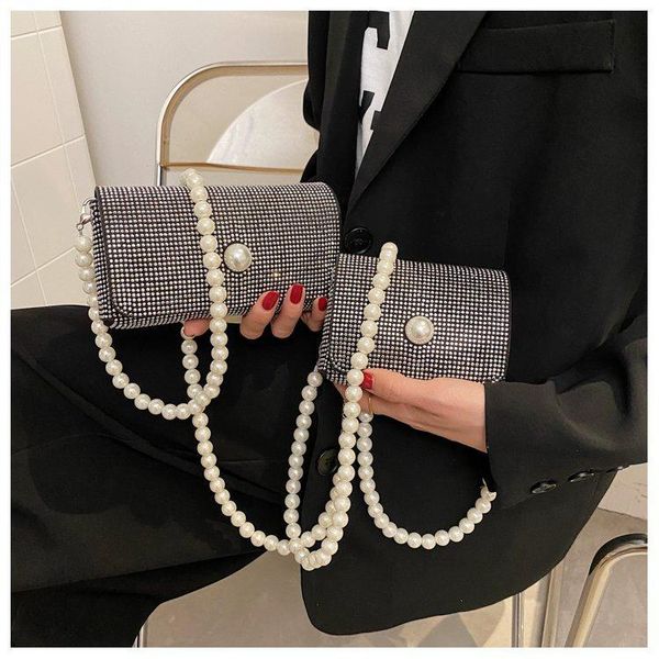 

shoulder bags sequined fashion bag women waist purses handbags lipstick pearl crossbody rhinestone luxury side
