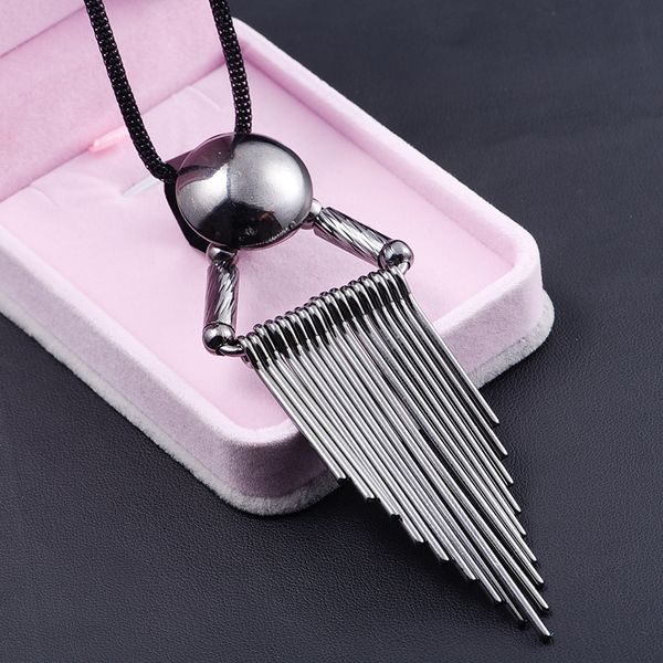 

tassel necklace, long sweater chain, fashionable and versatile pendant for women, Silver
