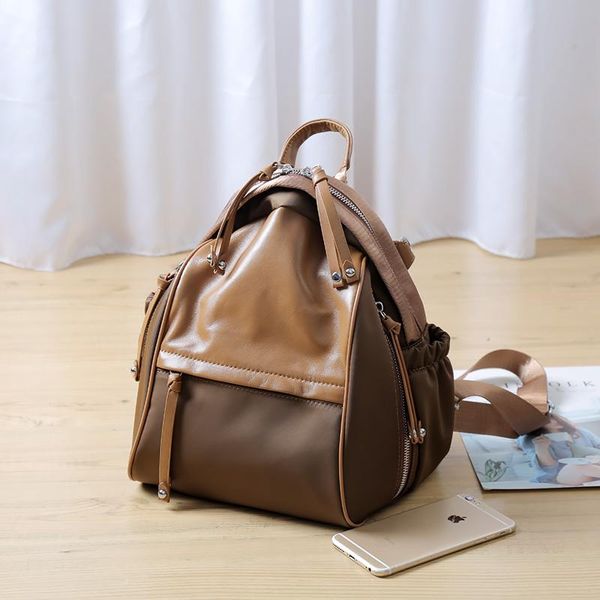 

bag women fashion backpack patchwork waterproof nylon canvas leather casual wb1213 style