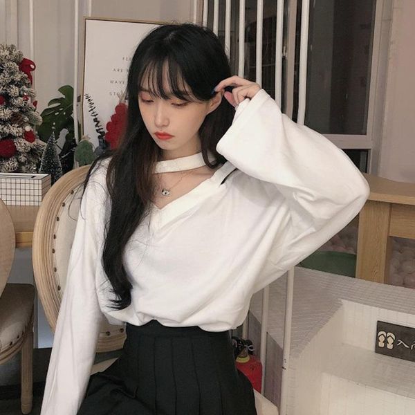 

women's t-shirt 2021 summer women t-shirts v-neck thin slim fit female solid colors loose ladies tees xx29, White