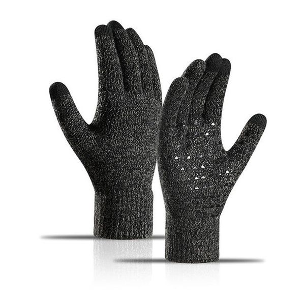 

winter gloves for men and women upgraded touch screen anti-slip silicone gel elastic cuff thermal soft wool lining knit stretchy material gl, Black