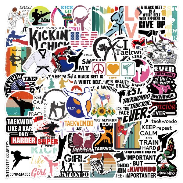 

50pcs taekwondo waterproof stickers for waterbottle lapnotebook