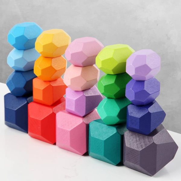 

baby toy wooden jenga building block colored stone creative educational toys nordic style stacking game rainbow decorative objects & figurin