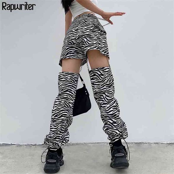 

gothic hollow out chain drawstring joggers woman cargo pants punk harajuku y2k pant women zipper trouser capris streetwear 210510, Black;white
