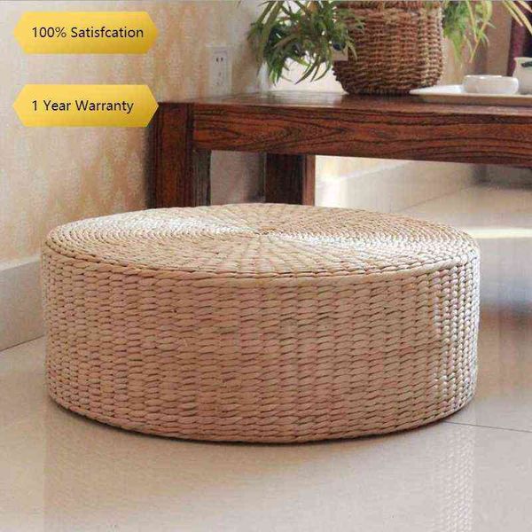 Almofada de assento de almofada de chão tatami, tapete de palha de chão redondo sala acolchoada para assento interior ao ar livre (17,7 polegadas x 4,2 polegadas) Almofada de assento 211110