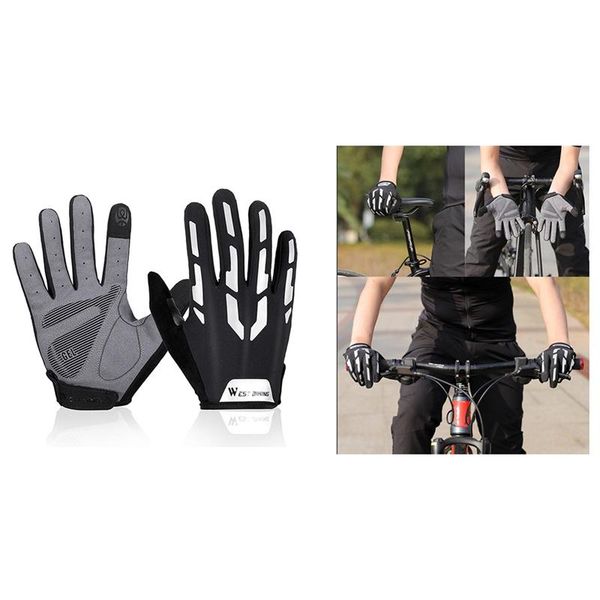 

cycling gloves west biking press screen long full fingers sports bike, Black