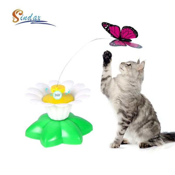 

automatic butterfly teaser cat toy electric rotating scratch toys interactive exercise training cats wand