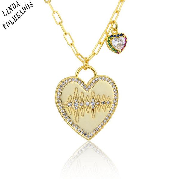 

pendant necklaces arrived gold-plated copper inlaid with colored zircon beating heart fashion necklace jewelry gift, Silver