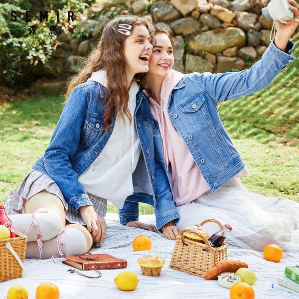 

women's jackets semir denim jacket women 2021 spring korean couples style boyfriend casual demin coat for woman, Black;brown