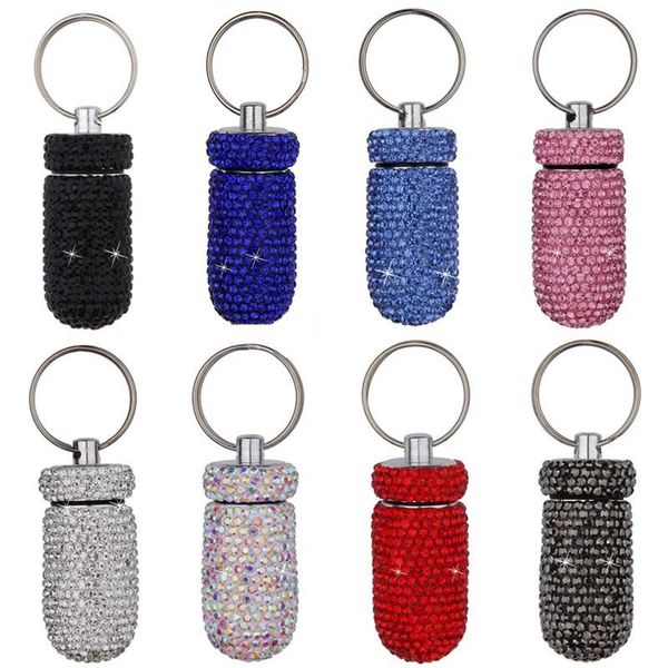 

keychains full drill aluminum alloy small bottle mini outdoor waterproof sealed metal portable keychain, Silver