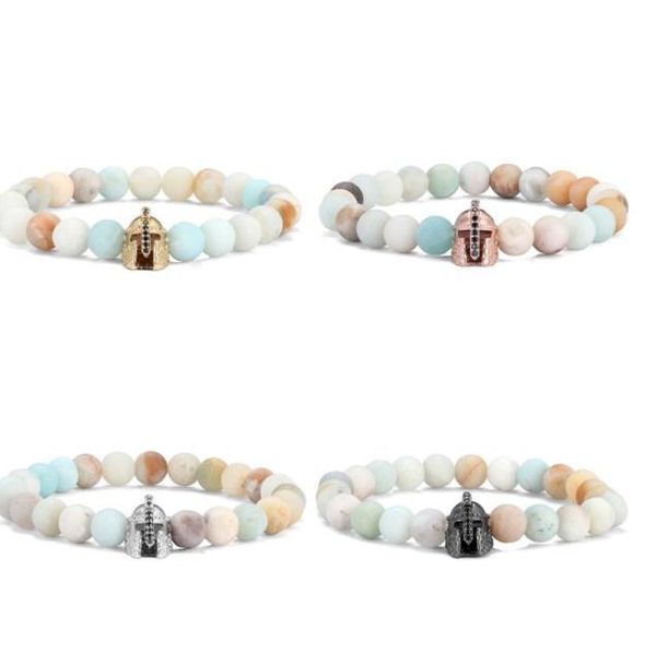 

beaded, strands 8mm warrior helmet elastic gold silver copper cz zircon cubic zirconia beads bohemian yoga bracelet agate onyx stone bangles, Black
