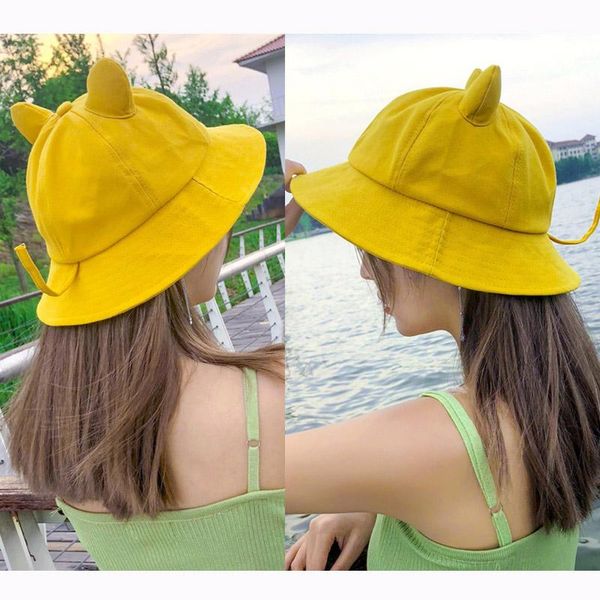 

fisherman hat female autumn department small yellow shading basin joker sunscreen lovely sun wide brim hats, Blue;gray