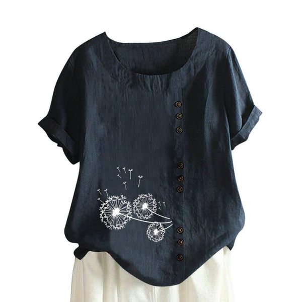 

women's blouses & shirts bluses for women print o-neck short casual floral sleeve plus size t-shirt clothing camisas de mujer femme top, White