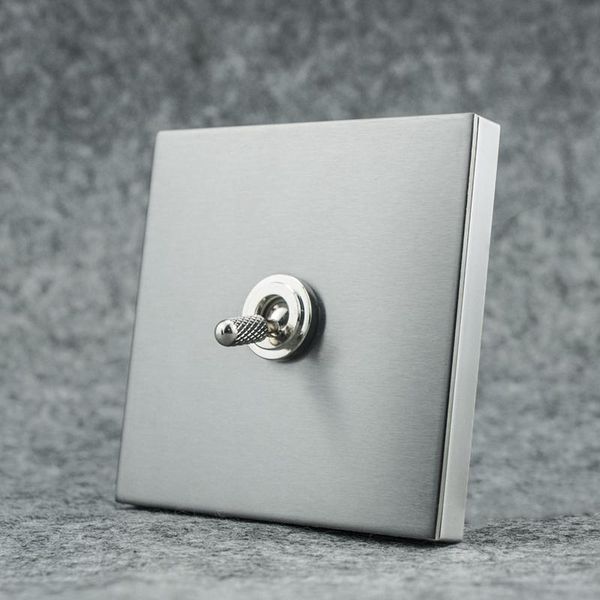 

smart home control avoir brass toggle switch gray stainless steel panel wall light vintage electrical outlet tv network power sockets ac220v