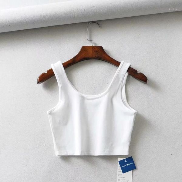 

women summer crop sleeveless short cotton u collar knitted bar camisoles & tanks, Black;white
