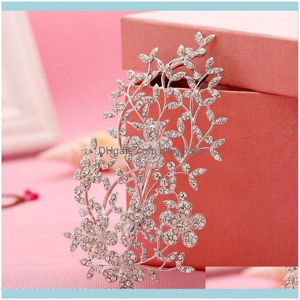 

headbands hair jewelryfashion elegant wedding aessories jewelry crystal rhinestone bridal party comb hairpin head chain headpiece drop deliv, Silver