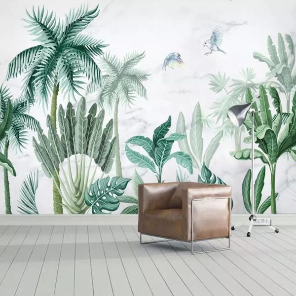 

wallpapers dropship custom po wallpaper medieval hand-painted tropical rainforest plant background wall decoration mural