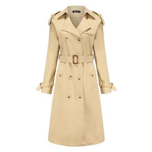 

women's trench coats women spring autumn fashion brand korea style cotton long trenck female casual khaki coat outerwear cloth, Tan;black