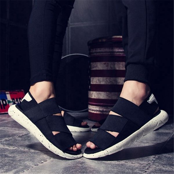 

sandals and slippers men 2021 new summer beach shoes students casual non-slip sandals men and women shoes, Black