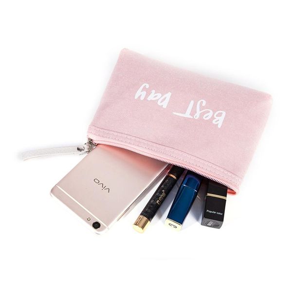 

storage bags japanese style letter canvas cosmetic bag small fabric multi-functional for women home travel portable casual hand