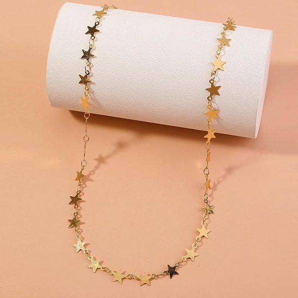 

chains fashion choker necklace for women gold color star pendant chain charms collars summer beach bohemia jewelry, Silver