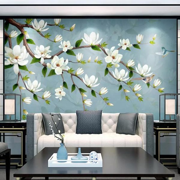 

wallpapers drop european style 3d retro flowers and birds po murals study elder's room background wall painting fresco