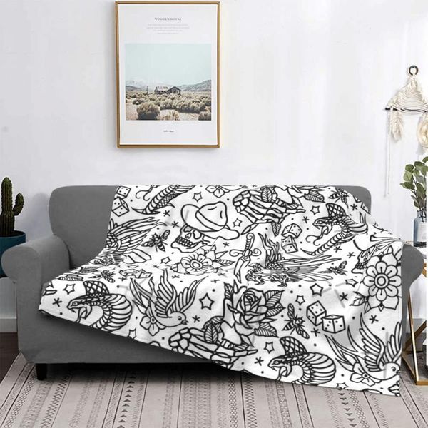 

blankets american traditional tattoo flash 2 blanket bedspread bed plaid sofa towel beach hoodie on the