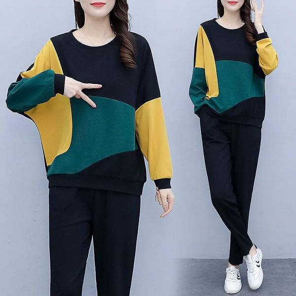 

women's tracksuits spring large size pants set fashionable two-piece suit ensemble femme survetement casual year-old female costume, Gray