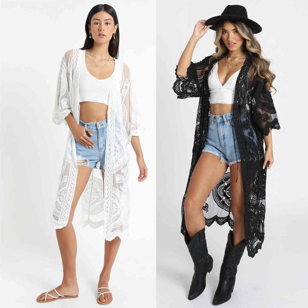 

elegant cover-ups deep summer beach dress lace tunic women beachwear swimsuit cover up robe de plage q1252 210420, White;black