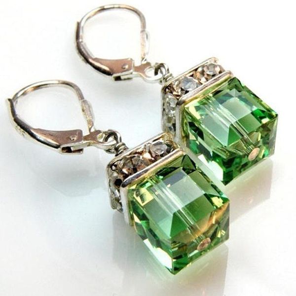 

dangle & chandelier peridot crystal earrings green drop, Silver
