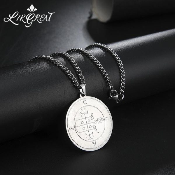 

pendant necklaces likgreat women stainless steel necklace mighty prince gaap lesser key of solomon kabbalah talisman vintage jewelry, Silver