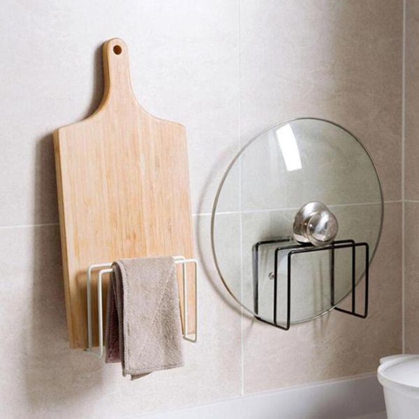 

basedidea iron cutting board stand rack wall=mounted towel pan pot cover lids holder kitchen storage organizer & organization