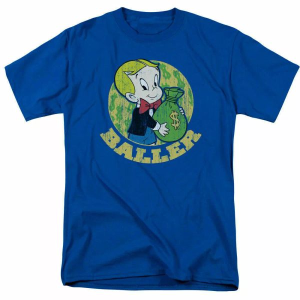 

richie rich baller t shirt mens licensed cartoon merchandise royal blue, White;black