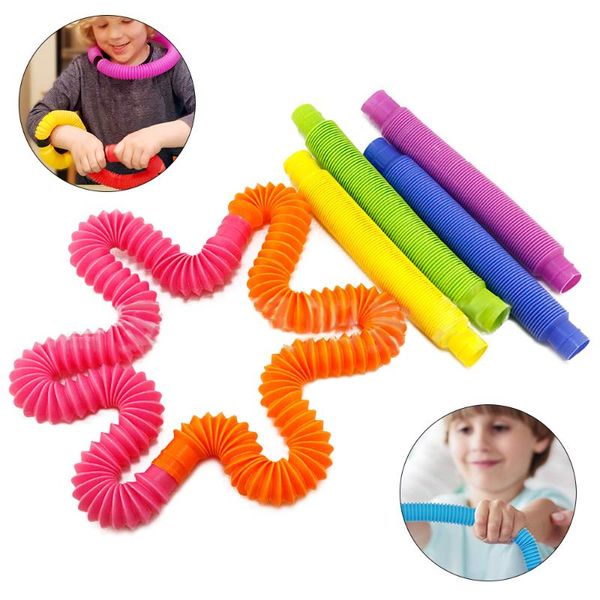 

10pc creative magical toy colorful circle funny toys gift folding plastic tube coil children's early development educational party favo