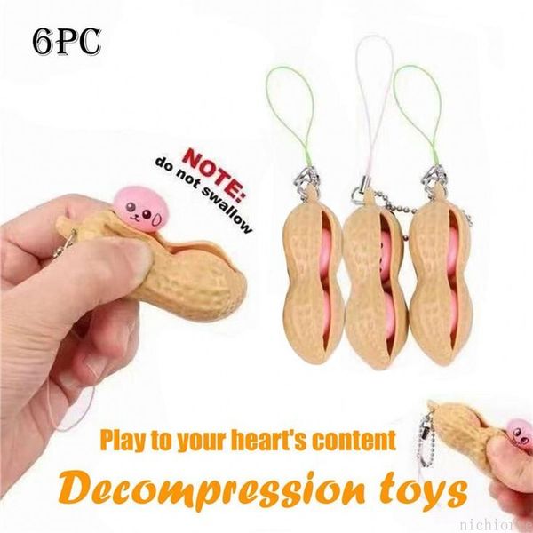 

kawaii anti stress peanut push bubble squishy toy stress relief fidget toys mini keychain improve focus officer toys for kid dhl
