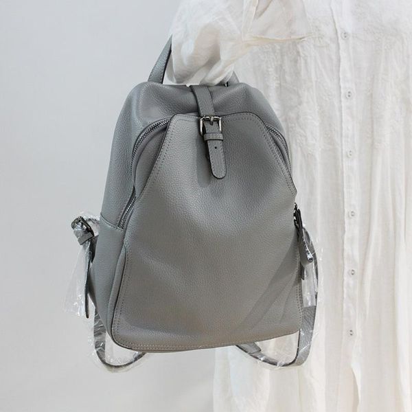 

shoulder bag korean version of women's casual fashion soft leather backpack head layer cowhide