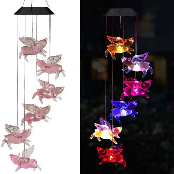 

decorative objects & figurines 1pcs waterproof led wind chime lights outdoor hanging light lamp home garden decor decorations supplies