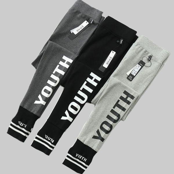 

women's leggings autumn gray letter printed fitness joggers women spring cotton high waist stretch legins pants sqdy, Black