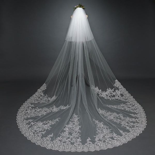 

bridal veils veil big tail wedding long sequins lace with comb ts210, Black