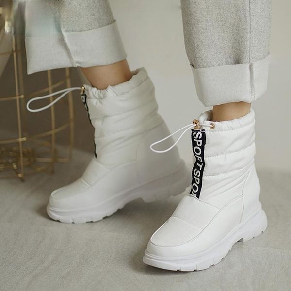 

boots 2021 women round toe ankle fur thick snow for winter warm shoes, Black