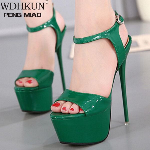 

high heel platform sandals shoes ladies 16cm open toe pumps wedding party dress summer leather, Black