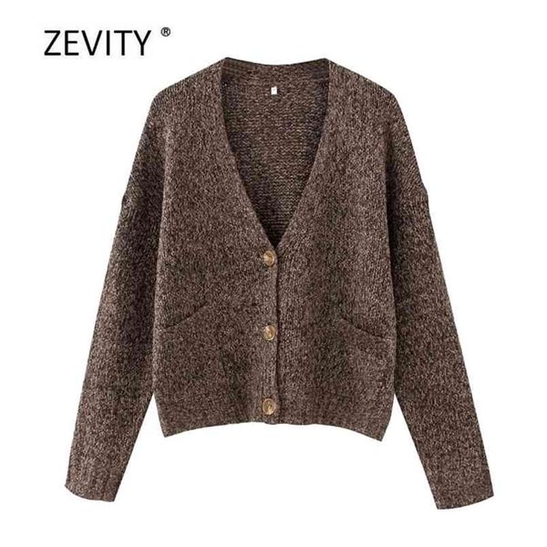 

women vintage v neck double pockets patch sweater lady basic knitted casual slim sweaters chic cardigan coat ct510 210420, White;black