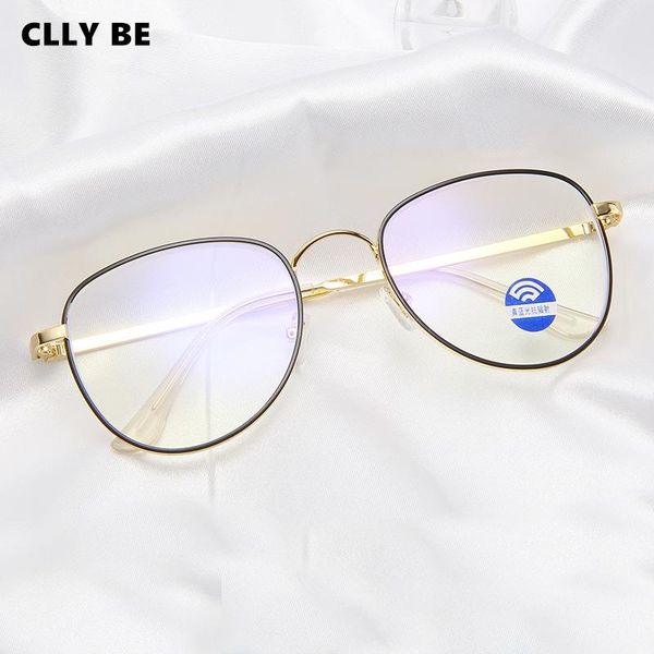 

fashion sunglasses frames round glass frame women men anti-blue glasses flat myopia optical eyeglasses metal artistic simple, Black