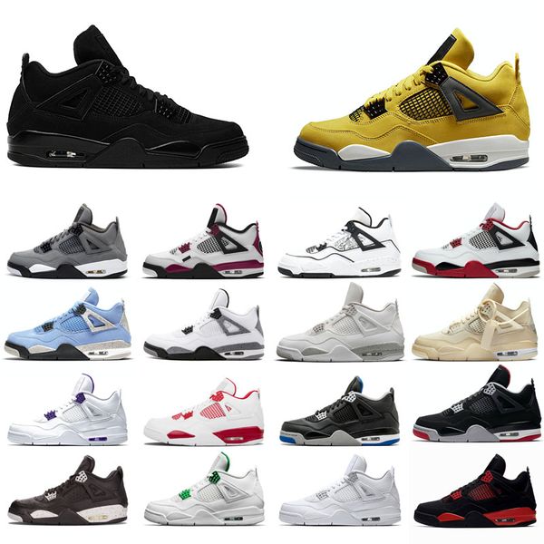 

2021 new basketball shoes 4s man black cat taupe haze shimmer desert white oreo cement university blue sail pine green pure money travis bre