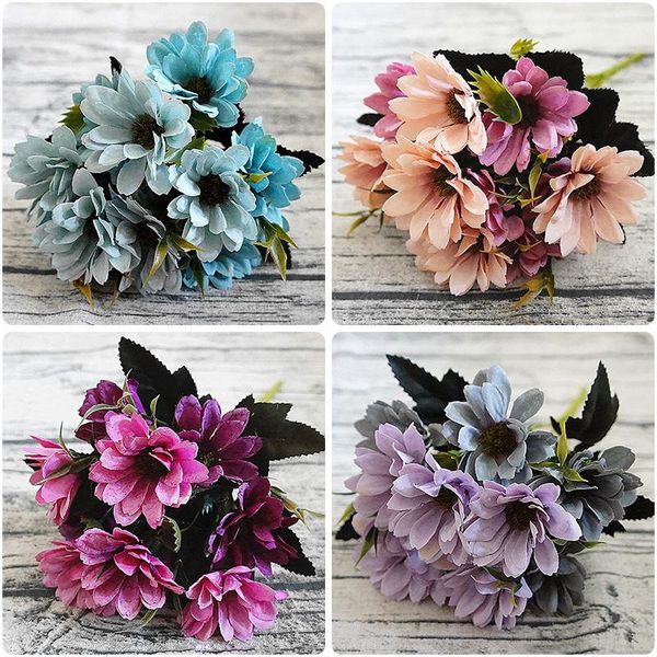 

decorative flowers & wreaths 5 forks artificial chrysanthemum flower for home decoration accessories fake daisy plastic wedding decor