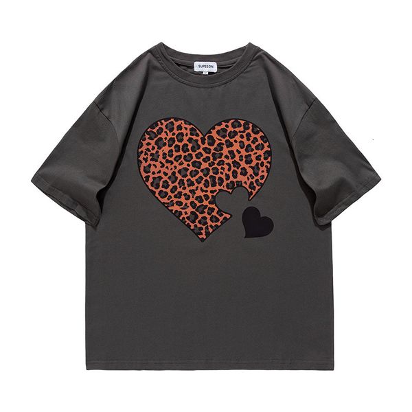 

t shirt u.s. leopard print loose street fashion brand lazy style short sleeve men's, White;black