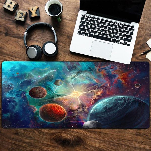 

mouse pads & wrist rests space extra large pad big computer gaming mousepad anti-slip natural rubber with locking edge mat